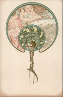 Delcampe - Mucha, Alfons Design For A Fan II (Albumspuren Mit Verfärbung) - Altri & Non Classificati