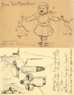 Delcampe - Handgemalt OTTO ENGELHARDT-KYFFHÄUSER (1884-1965) Lot Mit 2 Handgemalten AK 1912/13 An Die Verwandtschaft In Artern Pein - Autres & Non Classés