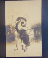 Delcampe - 1703 THEME  . COUPLE PARTANT AU CHAMP  .  J. MONTREU . DOS SIMPLE - Bauernhöfe