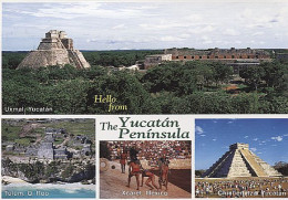 Delcampe - X114613 MEXIQUE MEXICO HELLO FROM YUCATAN PENINSULA UXMAL YUCATAN TULUM Q. ROO CARET MEXICO CHICHEN ITZA YUCATAN - Mexiko
