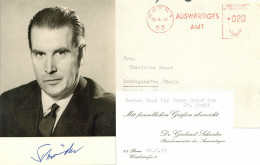 Delcampe - Autograph/Autogramme Dr. Schröder, Gerhard Mit Dankeskarte Und Briefumschlag 1963 - Andere & Zonder Classificatie
