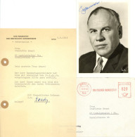 Delcampe - Autograph/Autogramme Prof. Dr. Gerstenmaier, Eugen Mit Schreiben Des Bundestagspräsidenten-Büros Und Briefumschlag 1963 - Andere & Zonder Classificatie