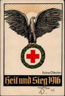 Delcampe - Rotes Kreuz Würzburg, Heil Und Sieg 1916 I-II - Rode Kruis