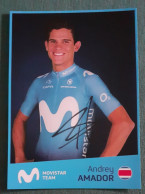 Delcampe - Autographe Andrej Amador Rojas Movistar - Radsport