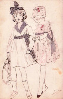 Delcampe - Mode - Illustrateur Augustine  - 2 Jeunes Femmes En Belle Tenue - Mode