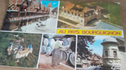 Delcampe - CPA CPSM REGION  BOURGOGNE  AU PAYS BOURGUIGNON  BANDEAU  JAUNE ECRITE - Bourgogne