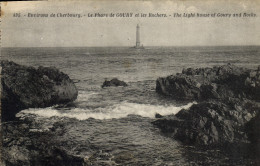 Delcampe - CPA Environs De Cherbourg Le Phare De Goury Et Les Rochers - Phares
