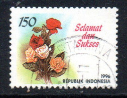 Delcampe - INDONESIA INDONÉSIE 1996 GREETING STAMP FLORA FLOWERS ROSES 150r USED USATO OBLITERE' - Indonesien