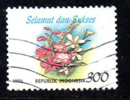 Delcampe - INDONESIA INDONÉSIE 1996 GREETING STAMP FLORA FLOWERS ORCHIDS 300r USED USATO OBLITERE' - Indonesien