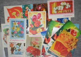 Delcampe - Lot Of 28 Vintage USSR Greeting Cards - Sammlungen