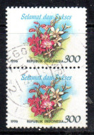 Delcampe - INDONESIA INDONÉSIE 1996 GREETING STAMP FLORA FLOWERS ORCHIDS 300r USED USATO OBLITERE' - Indonesien