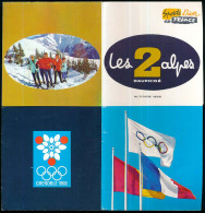 Delcampe - Dépliant 6 Volets LES 2 ALPES  Xèmes Jeux Olympiques D'Hiver De GRENOBLE 1968 Vue Panoramique De La Station - Autres & Non Classés