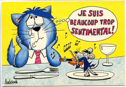 Delcampe - CPSM 10.5 X 15 Illustrateur Barberousse  Une Vie De Chat "Je Suis Beaucoup Trop Sentimental  Chat Pleurant Souris Violon - Barberousse
