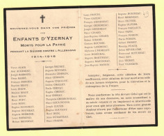 Delcampe - 49 Yzernay Liste Des Enfants De La Commune Morts Pour La Patrie Guerre Contre L'Allemagne 1914 1918 - Documents Historiques
