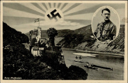 Delcampe - WK II Aufgehende Sonne Burg Rheinstein Hitler I-II (etwas Fleckig) - Guerre 1939-45
