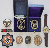 Delcampe - WK II Orden Lot Mit 10 Orden, Abzeichen Usw. Teils In Verleihungsschachtel - Oorlog 1939-45