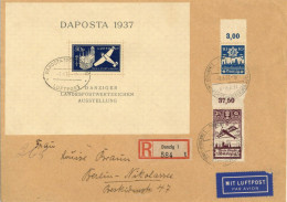 Delcampe - III.REICH - Dekorativer DANZIG-BRIEF Mit BLOCK 2 Und Zusatzfrankatur(206) S-o Auf R-Brief Ank-o  I - Weltkrieg 1939-45