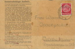 Delcampe - KZ-Post Auschwitz, Zensur, Kpl. Mit Textinhalt, Starke Spuren, Marke Nachträglich Aufgebracht - Weltkrieg 1939-45