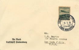Delcampe - Zeppelinpost An Bord Luftschiff Hindenburg 1. Nordamerikafahrt 1936 Dirigeable - Zeppeline