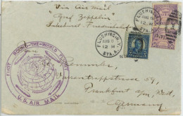Delcampe - Zeppelinpost LZ 127 Graf Zeppelin Weltfahrt 1929 Brief Ohne Inhalt Von Flushing NY 06.08.1929 Nach Frankfurt Mit Eingang - Zeppeline