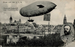 Delcampe - Parseval Luftschiff über Frankfurt Am Main, Gruss Von Der ILA 1909 I-II Montagnes - Zeppeline