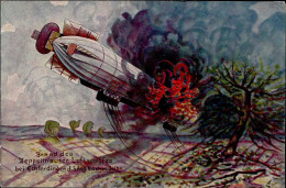 Delcampe - ZEPPELIN-UNGLÜCK - Brand Des Zeppelin-Luftschiffes Bei Echterdingen 5.8.1908 Marke Entfernt I-II Dirigeable - Zeppeline