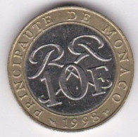 Delcampe - Monaco 10 Francs 1998 Rainier III , Bimétallique - 1960-2001 Nouveaux Francs