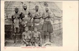 Delcampe - Kolonien Zuluhäuptling Mit Seinen Frauen I-II Colonies Femmes - Autres & Non Classés