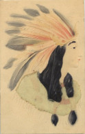 Delcampe - Indianer Relief-AK Mit Seide I-II Soie - Indianer