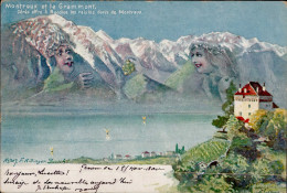 Delcampe - Berggesichter Verlag Killinger Nr. 209, Sign. Schlemo, Montreux Et Le Grammot 1900 I-II Face à La Montagne - Autres & Non Classés