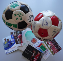 Delcampe - Fussball Lot Mit 2 Signierten Fussbällen (WM 1990 Und FC Bayern) Sowie Ca. 170 Autogrammkarten Und Stadionheft Mainz 05 - Fussball