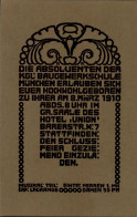 Delcampe - Studentika München Königl. Baugewerkschule Einladung Der Absolventen Zur Schlussfeier 1910 (keine AK) - Scuole