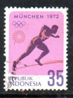 Delcampe - INDONESIA INDONÉSIE 1972 OLYMPIC GAMES MUNICH RUNNING 35r USED USATO OBLITERE' - Indonesien