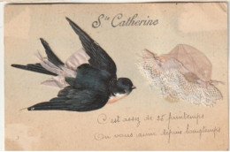 Delcampe - SAINTE CATHERINE - Bonnet Et Hirondelle En Découpis - St. Catherine