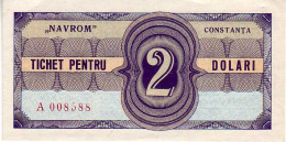 Delcampe - (Billets). Roumanie. Roumania. Foreing Exchange Certificate. Navrom Tichet Pentru Constanta 2 Dolar 2 Dollar AUNC - Roumanie