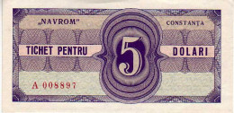 Delcampe - (Billets). Roumanie. Roumania. Foreing Exchange Certificate. Navrom Tichet Pentru Constanta 5 Dolari UNC. 5 Dollar - Roumanie