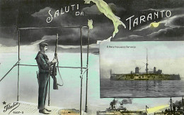 Delcampe - SALUTI  DA  TARANTO -  NAVE  F. Ferruccio - - Taranto