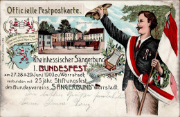 Delcampe - WÖRRSTADT (6501) - Festpostkarte 1.Rheinh. SÄNGER-BUNDESFEST 1903 I-II - Sonstige & Ohne Zuordnung
