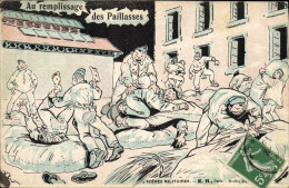 Delcampe - CPA Fantaisie Militaria A Remplissage Des Paillasses - Humour