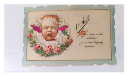 Delcampe - Bébé Entouré De Fleurs, Carte De Vœux - Babies