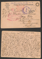 Delcampe - WWI Feldpost 1916 Zagreb, Croatia To Italian POW Camp Sardinia Montenarba Censor Postcard - Folded - Other & Unclassified