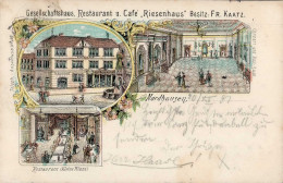 Delcampe - NORDHAUSEN (o-5500) - GESELLSCHAFTSHAUS RESTAURANT U. CAFE RIESENHAUS Frühes Litho I - Otros & Sin Clasificación