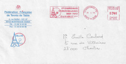 Delcampe - 1994 EMA 37e Championnats D'Europe Des Jeunes à Paris (n° SX 2245) Lettre Siglée Comité D'Organisation - Tennis De Table