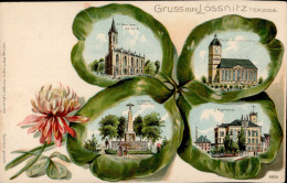 Delcampe - Lößnitz (o-9407) Präge-AK, St. Georgskirche, St. Johanniskirche, Kriegerdenkmal, Rathaus, Sonderstempel I-II - Autres & Non Classés