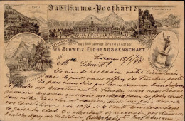 Delcampe - Rütli (Uri) Vorläufer 1891, 600 Jähriges Gründungsfest Der Schweizer Eidgenossenschaft, Tell Denkmal II (Bugspuren) - Autres & Non Classés