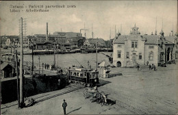 Delcampe - Libau (Lettland) Arbeiterhaus, Strassenbahn 1916 I-II Tram - Lettland