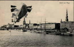 Delcampe - RIGA (Lettland) - ZEPPELIN  über Riga 1908 I - Lettland