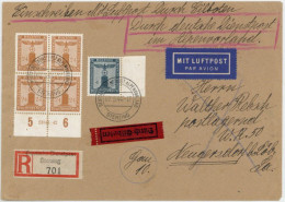 Delcampe - DEUTSCHES REICH - DEUTSCHE DIENSPOST ALPENVORLAND STERZING 2.5.44 Dekorativer R-Eilboten-Luftpostbrief Mit Dienst 157 Un - Other & Unclassified