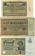 Delcampe - Geldschein Kl. Lot Mit 62 Rentenmark Weimarer Republik, Gestückelt In 10x5 RM, 1x10 RM Und 2x1 RM, Erh. IV - Autres & Non Classés