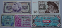Delcampe - Geldschein Kl. Ordner Mit 52 Banknoten Nachkriegszeit Alliierter Besatzung, Bank Deutscher Länder Und Für 280 DM BRD Ban - Autres & Non Classés